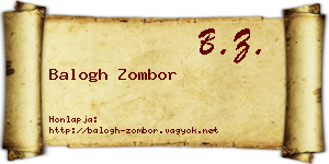 Balogh Zombor névjegykártya